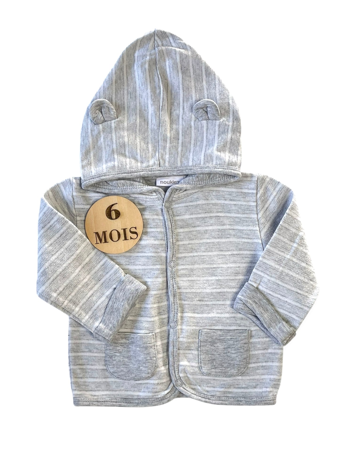Gilet rayé gris clair, Noukie’s