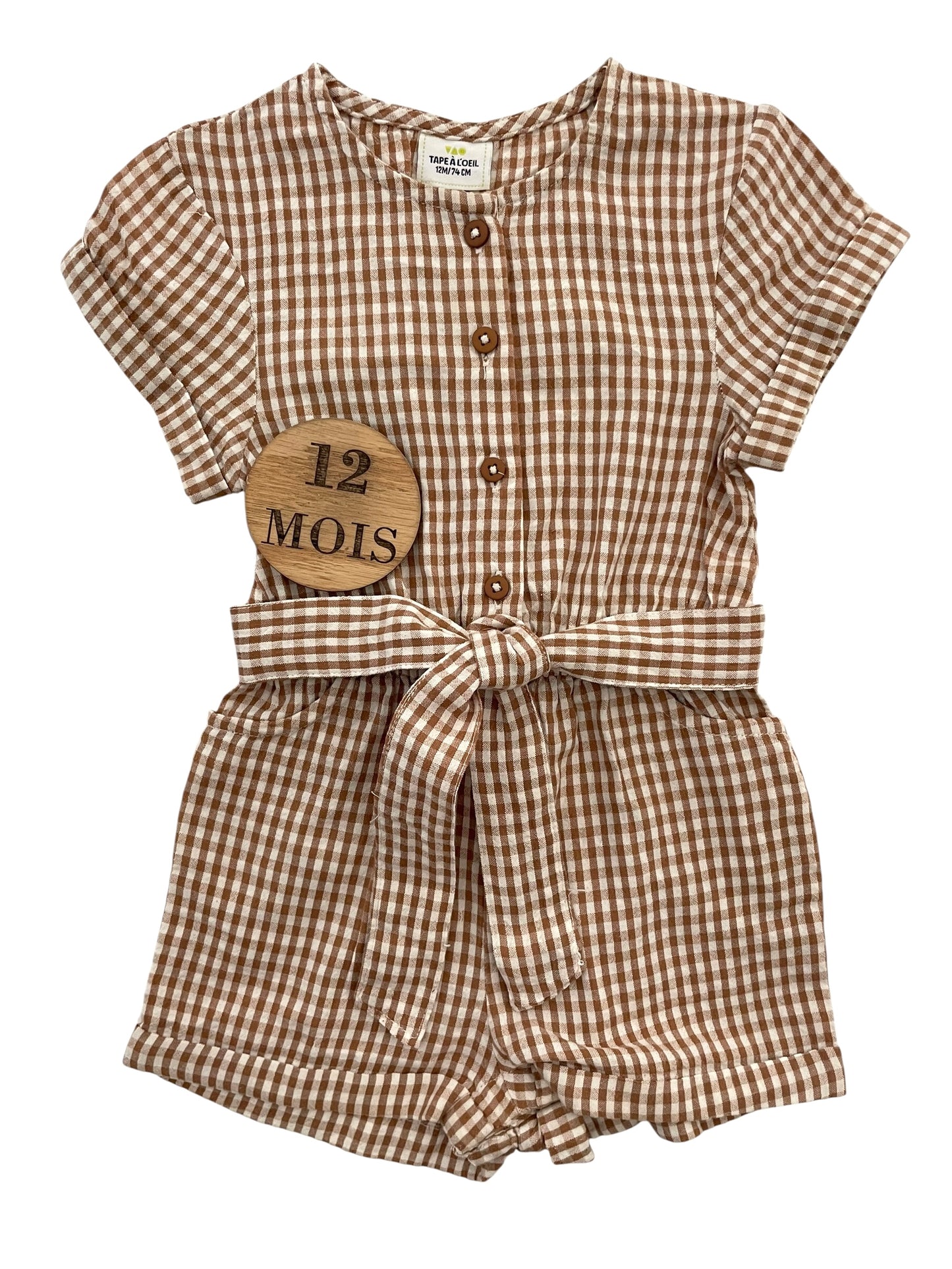 Combishort Vichy, marron, TAO
