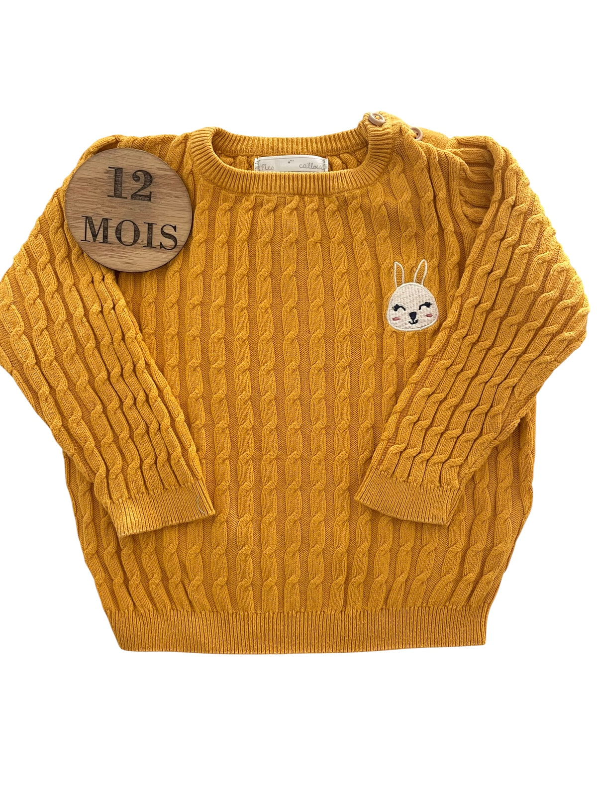 Pull en mailles, jaune/ orange, mes petits cailloux