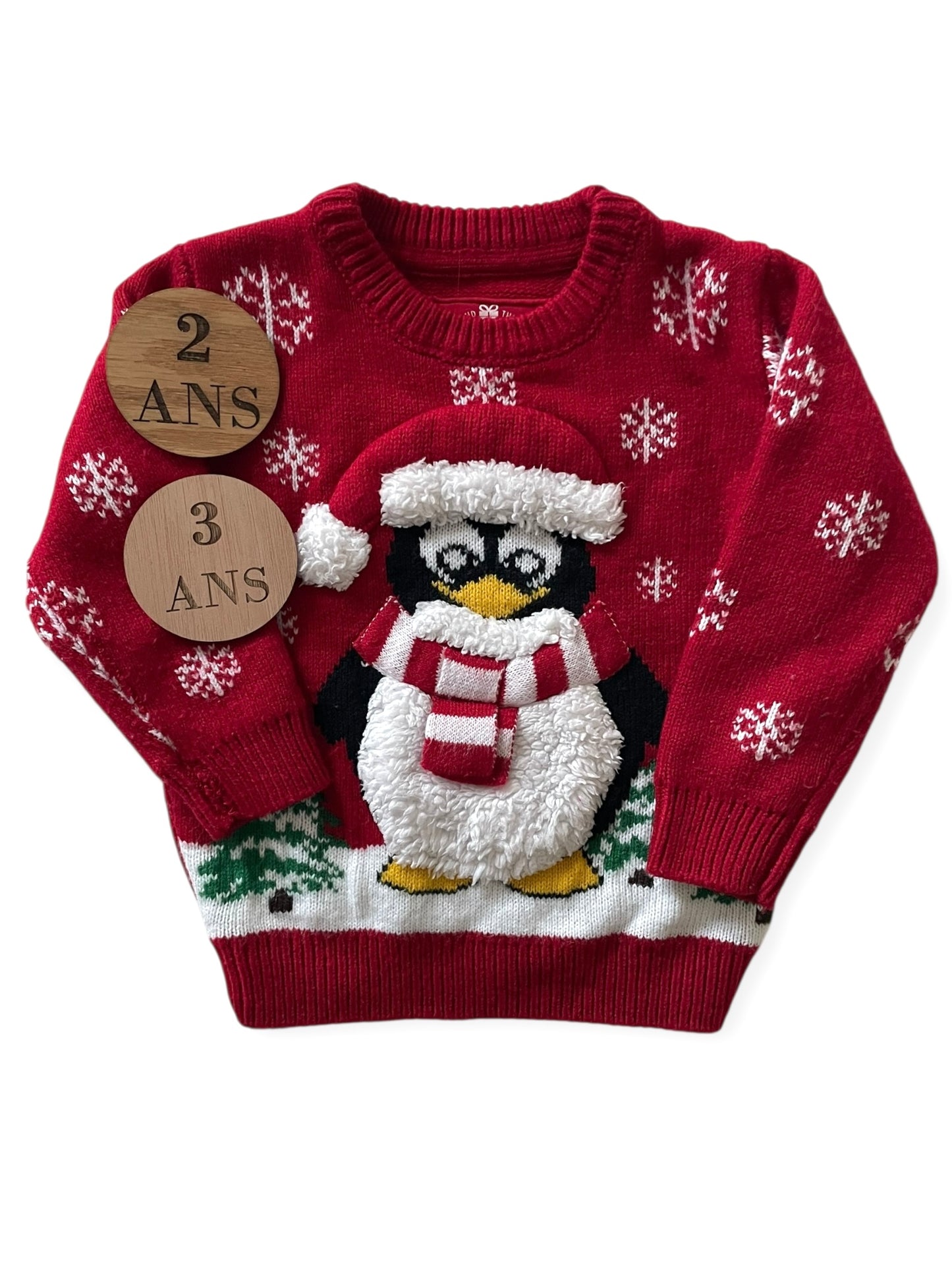 NOËL- pull en mailles, pingouin , Armand Thiery