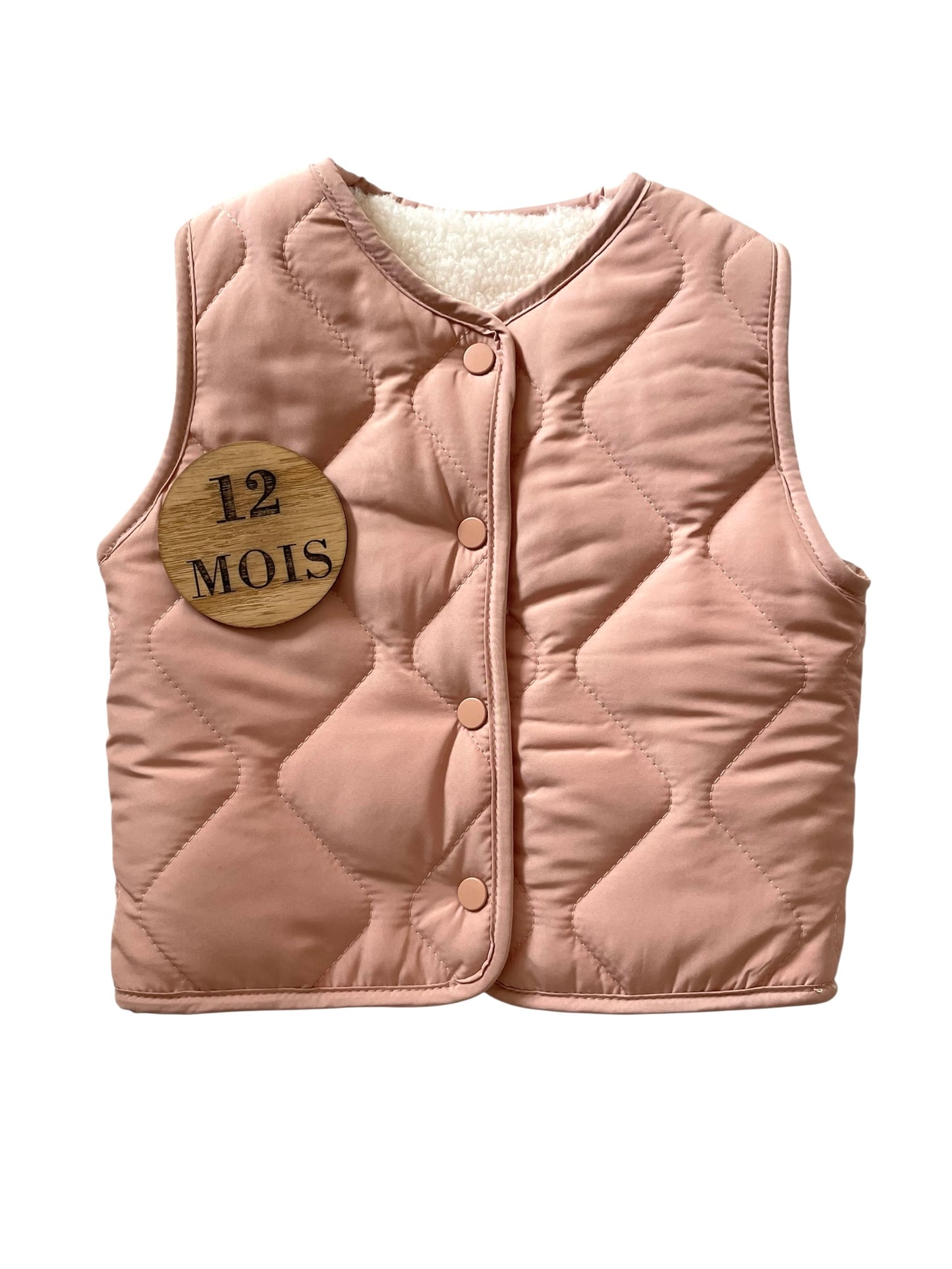 Doudoune sans manche, doublée polaire, rose