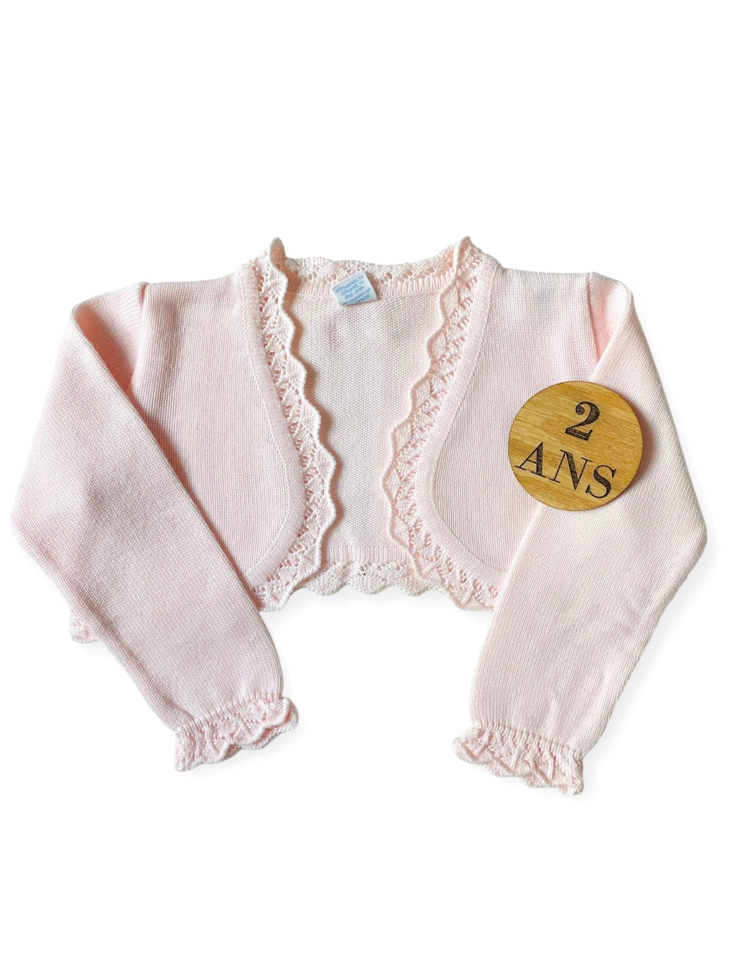 Gilet boléro, en mailles, rose pâle