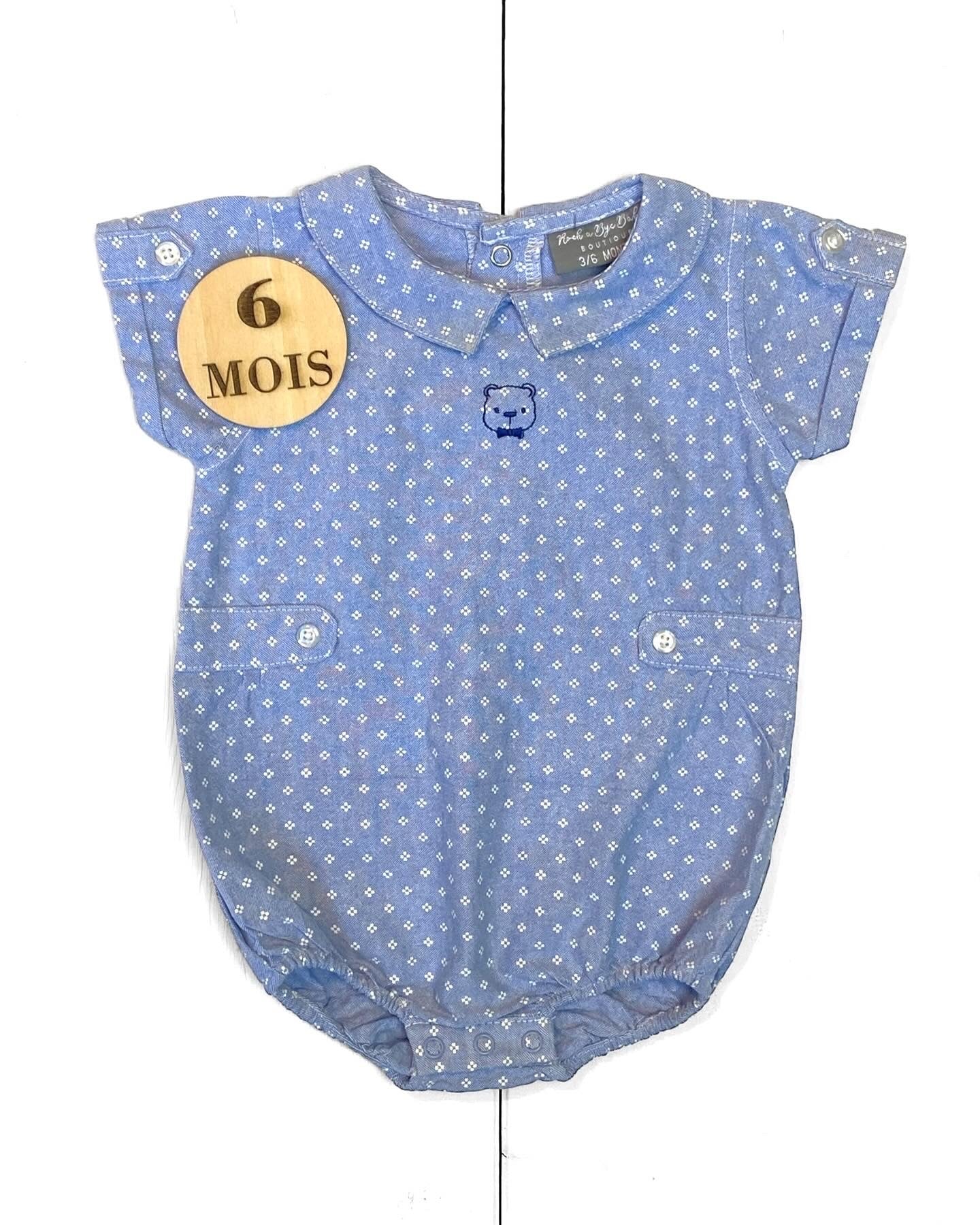 Barboteuse en jean, bleue