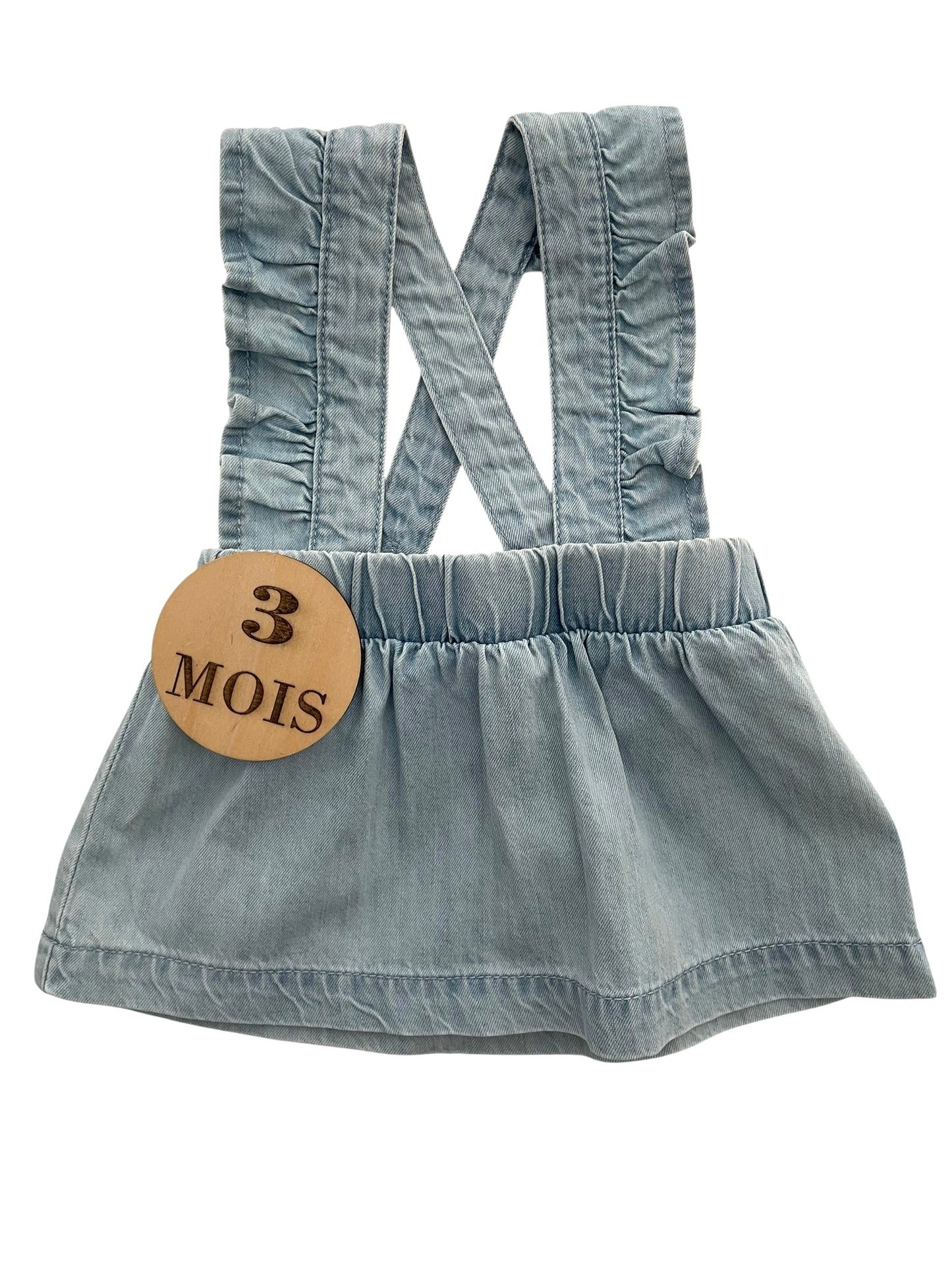 Jupe à bretelles, couleur jean, Kiabi