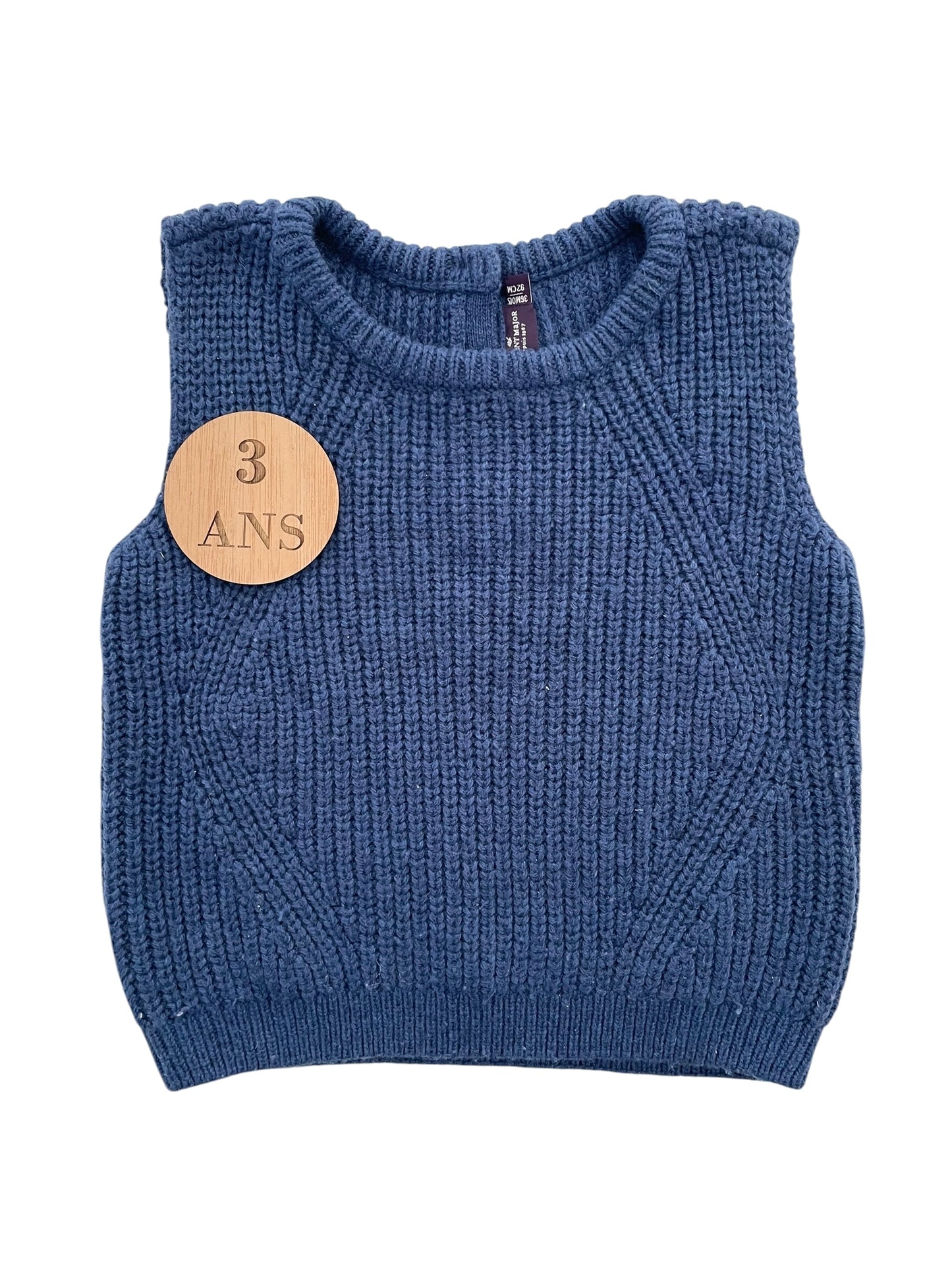 Pull en mailles sans manche, bleu, Sergent Major
