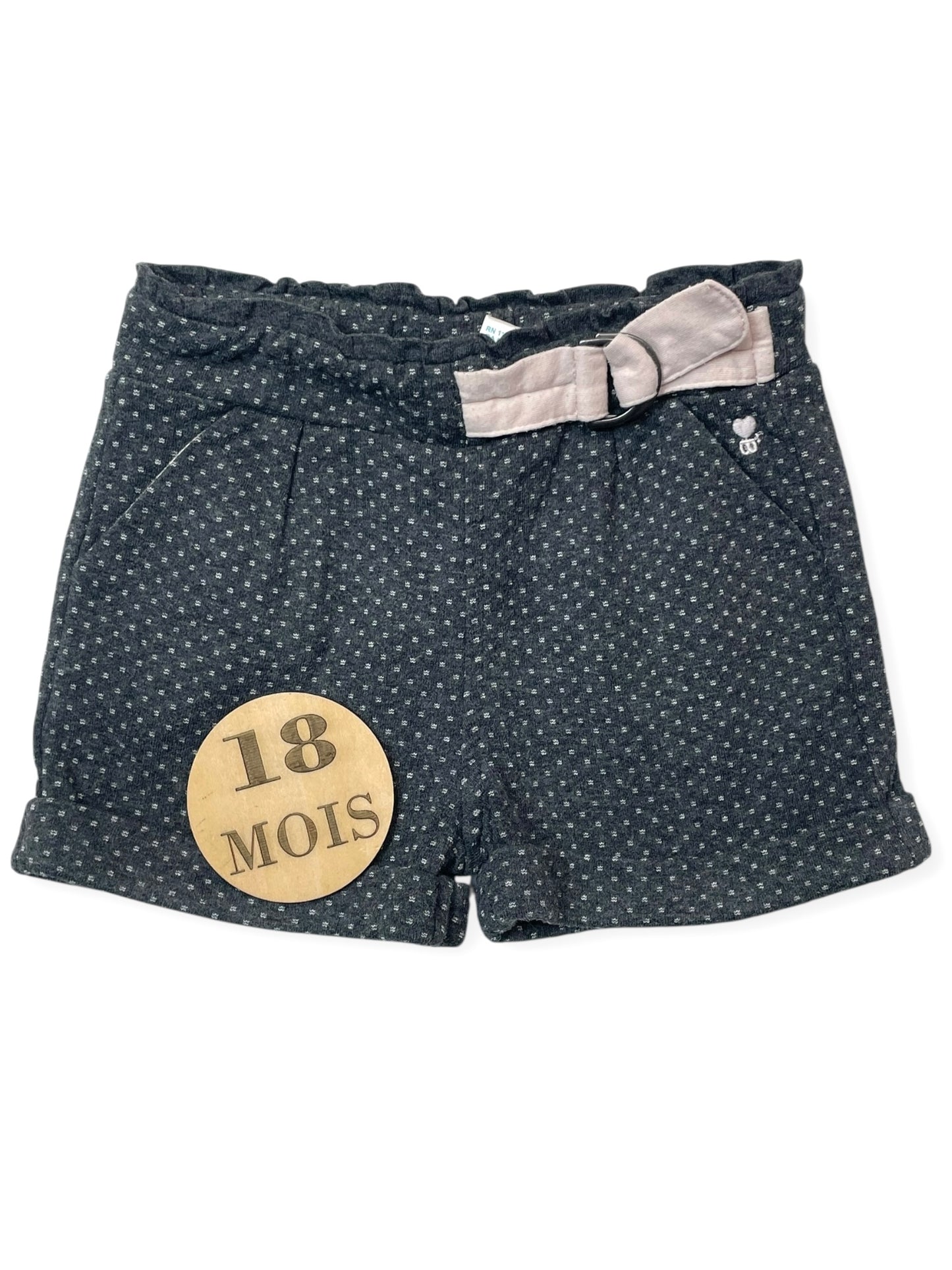 Short molleton, gris à pois, Obaïbi