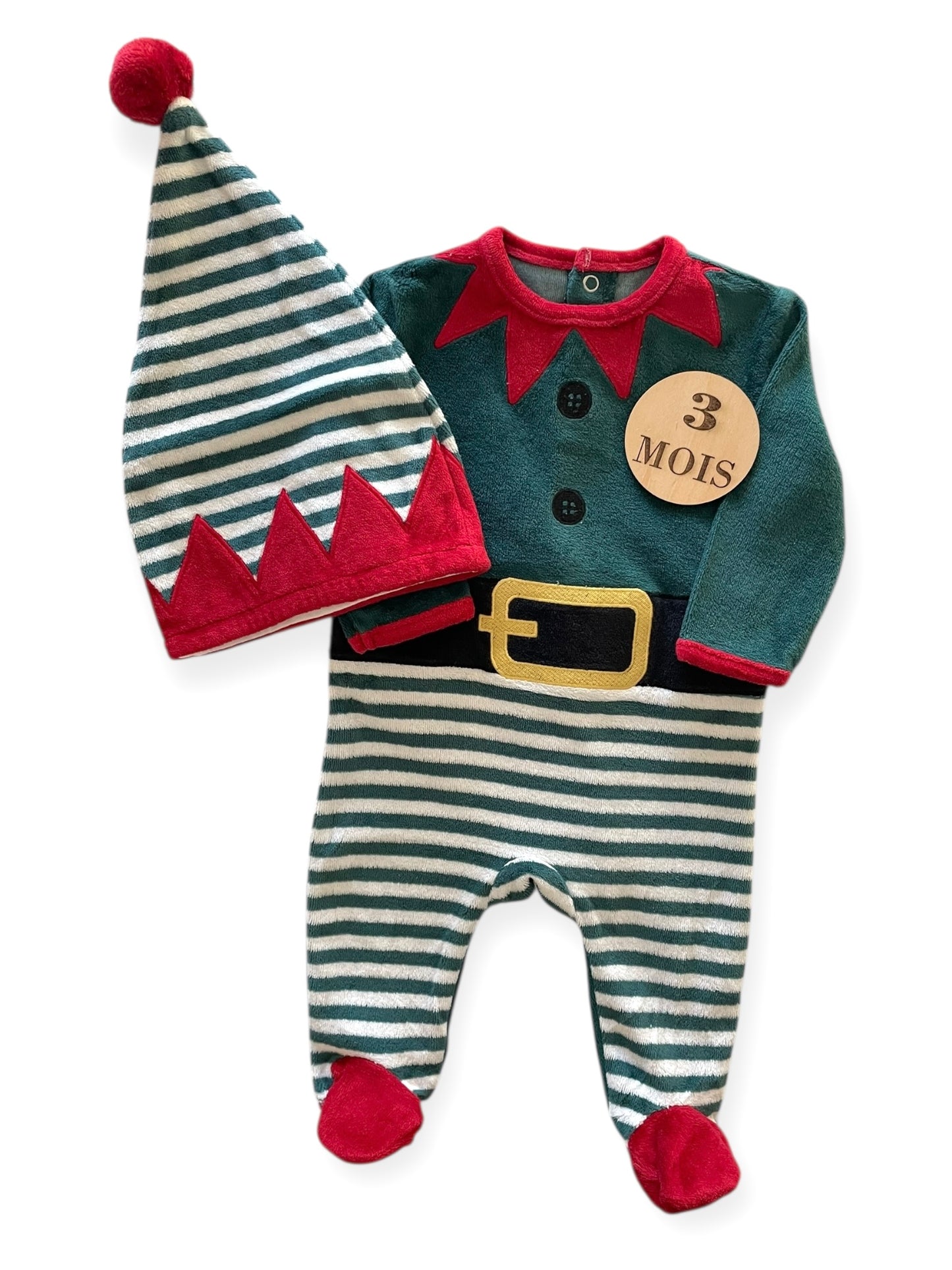 NOËL - Pyjama velours + bonnet, lutin, Kiabi