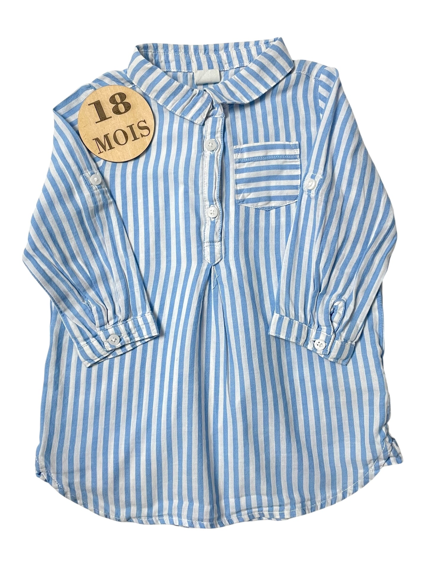 Robe chemise rayée bleue, H&M