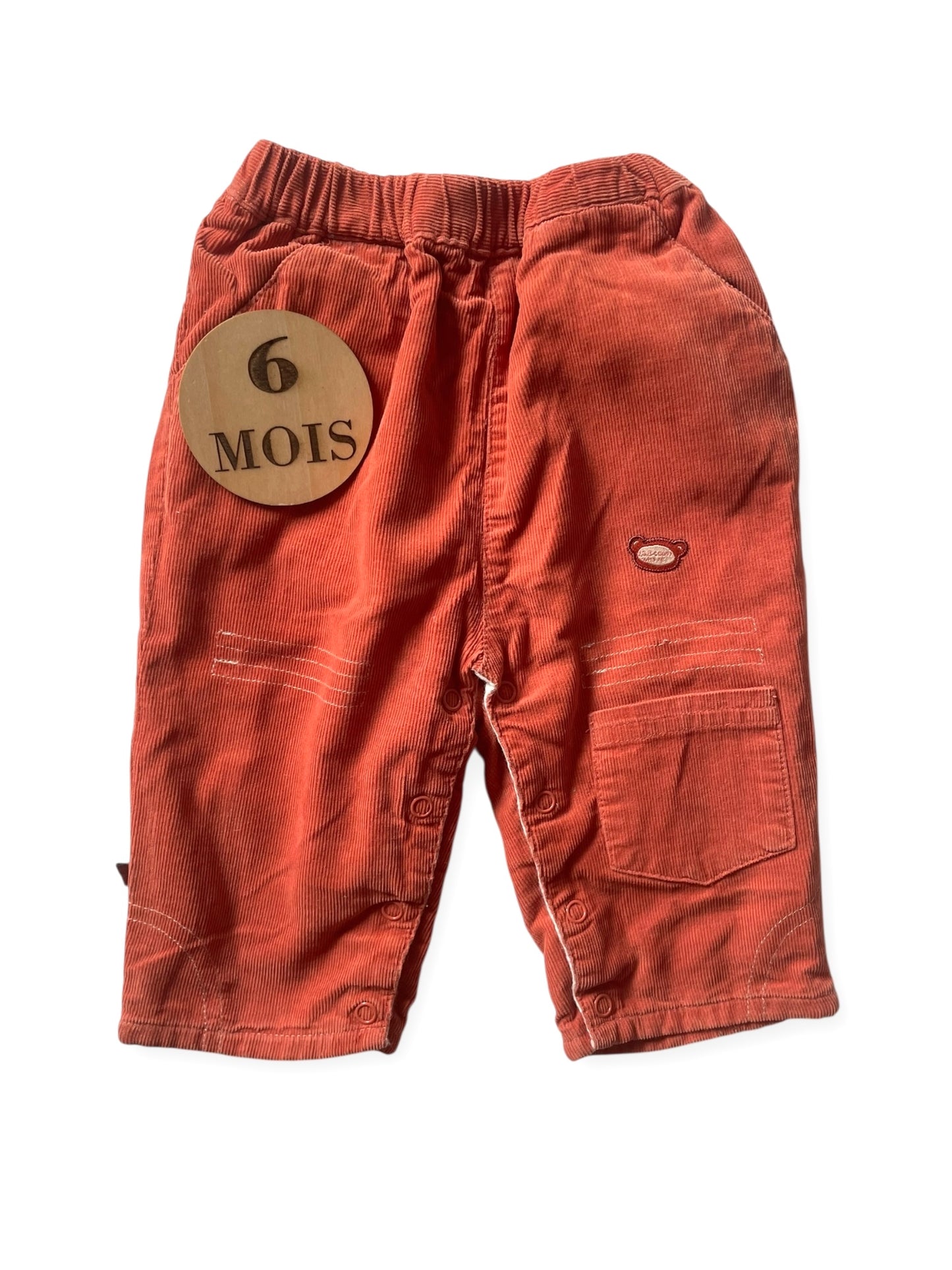 Pantalon velours côtelé, doublé, orange, Obaïbi