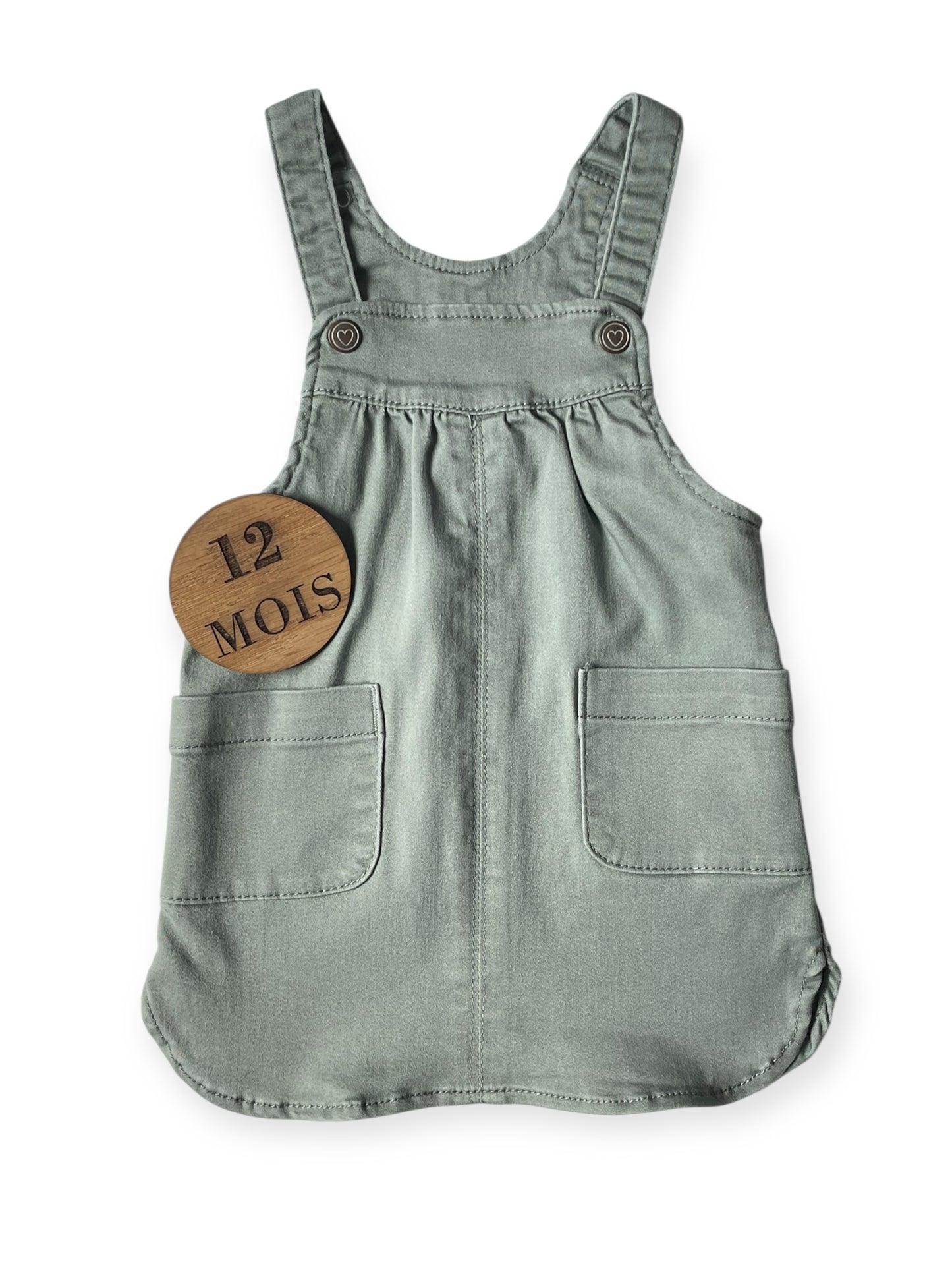 Robe salopette, gris-vert, TAO