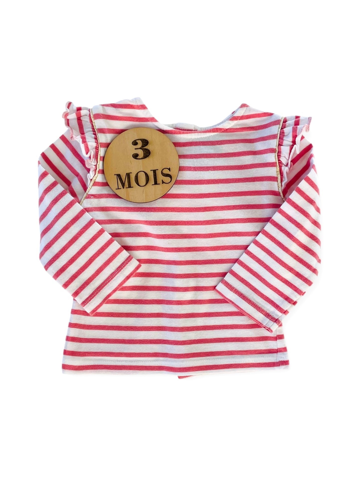 Tee-shirt, rayé rose et blanc , Kiabi