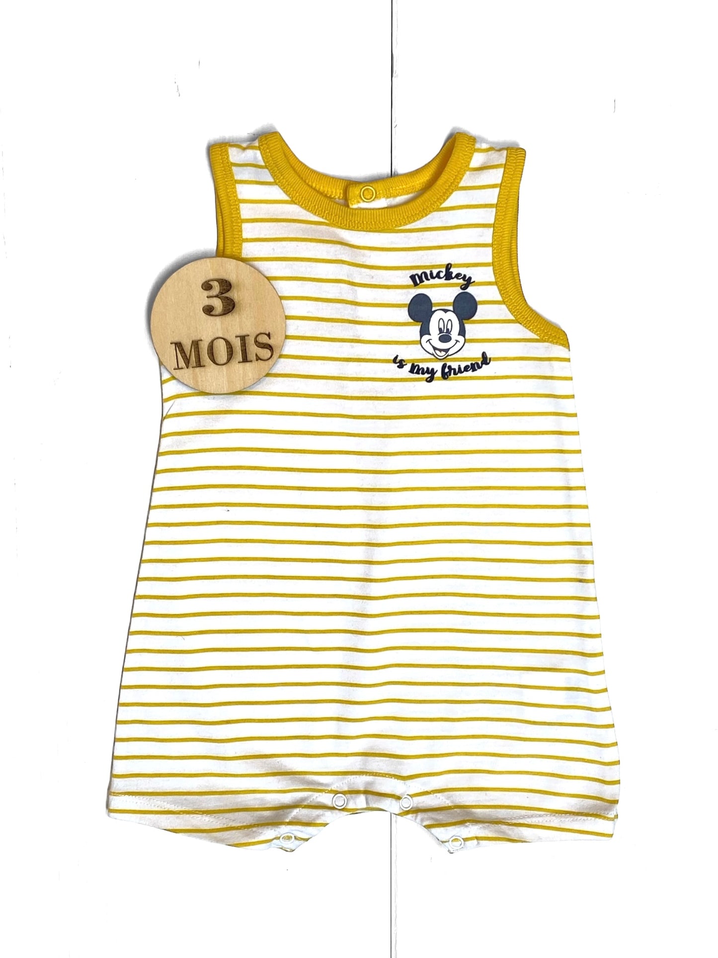 Combishort, rayée jaune, Disney Baby