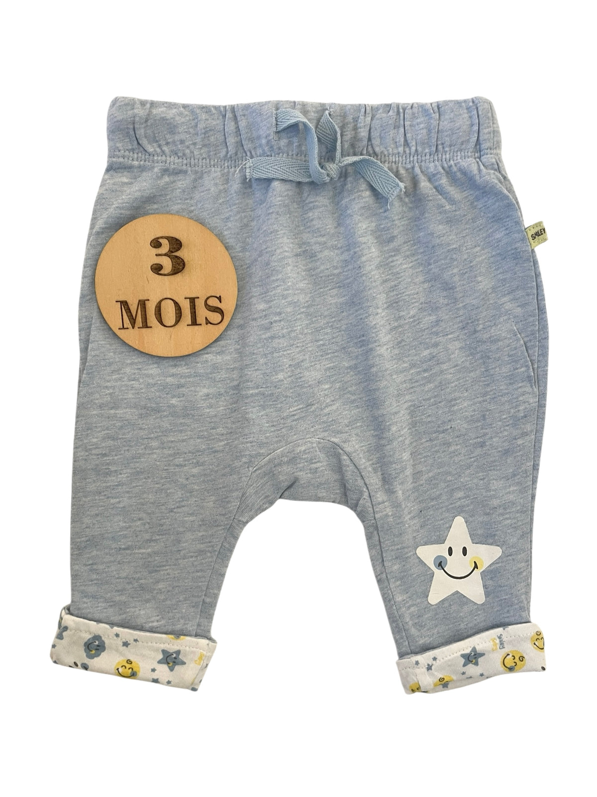 Pantalon bleu, étoiles, Smiley Baby