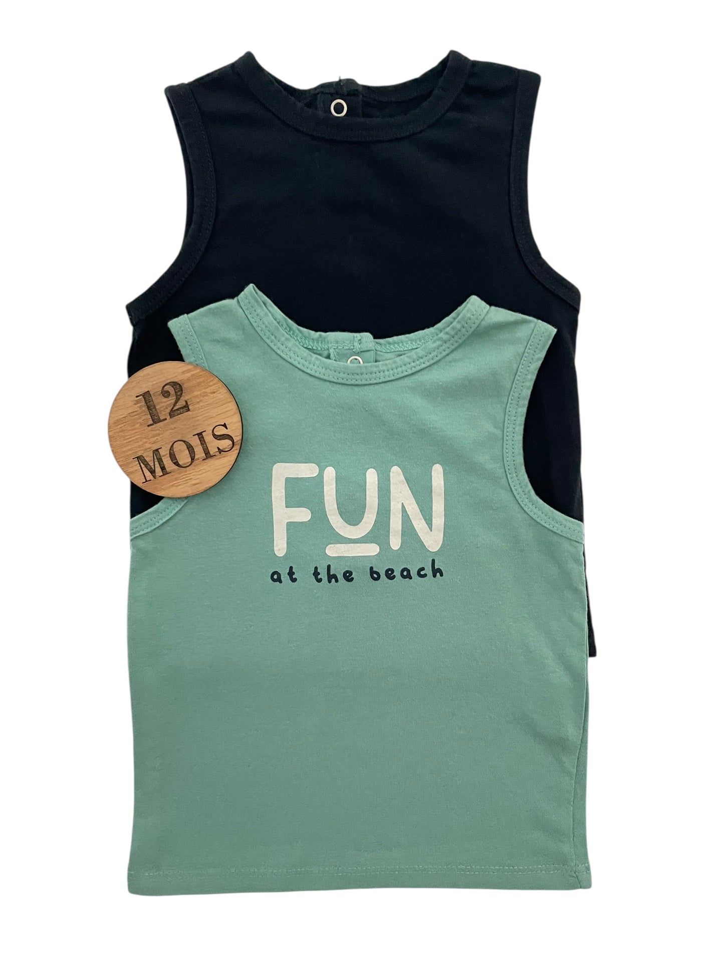Lot de 2 débardeurs, bleu-nuit et turquoise, Kiabi