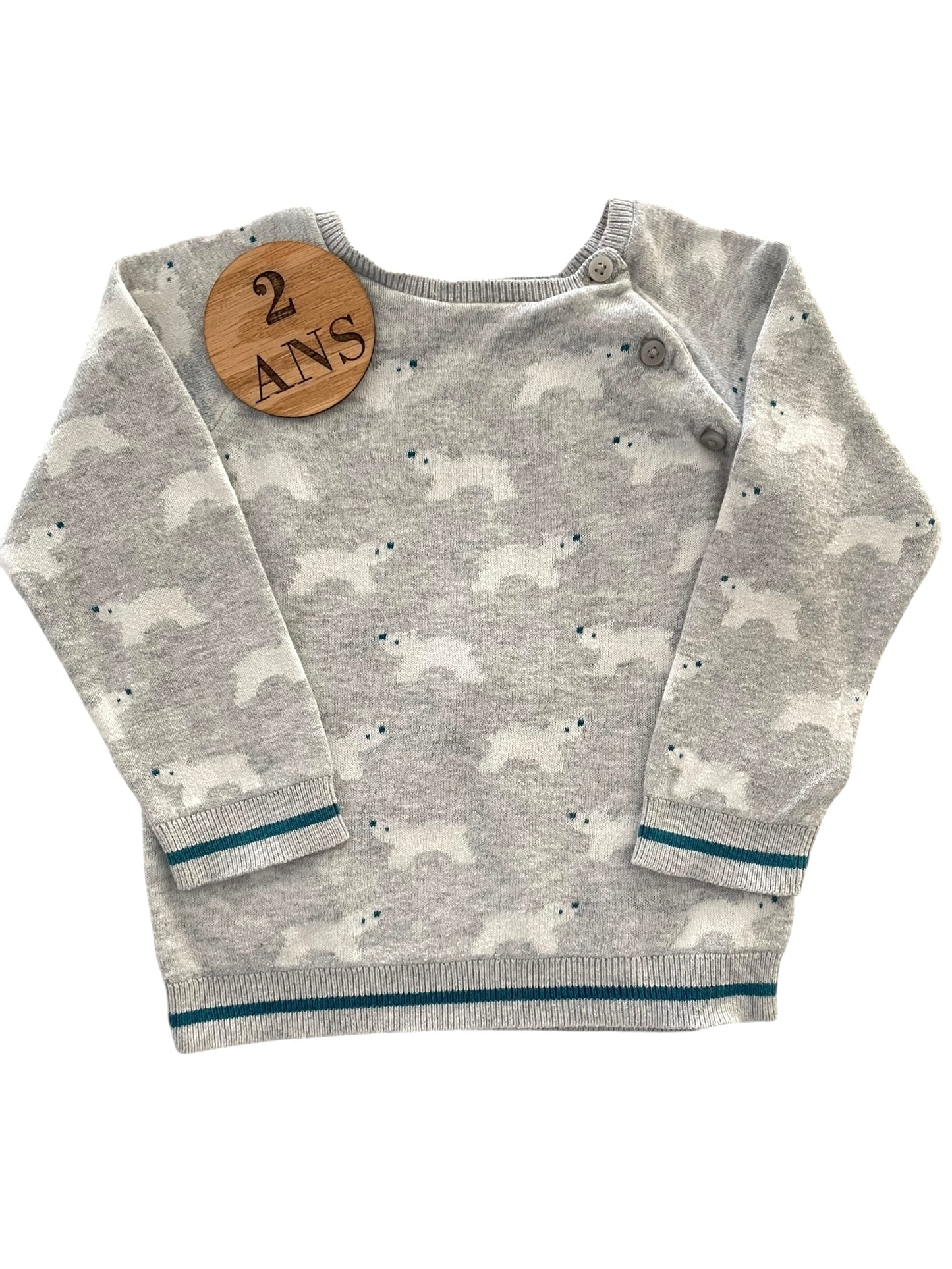 Pull gris, ours, Obaïbi