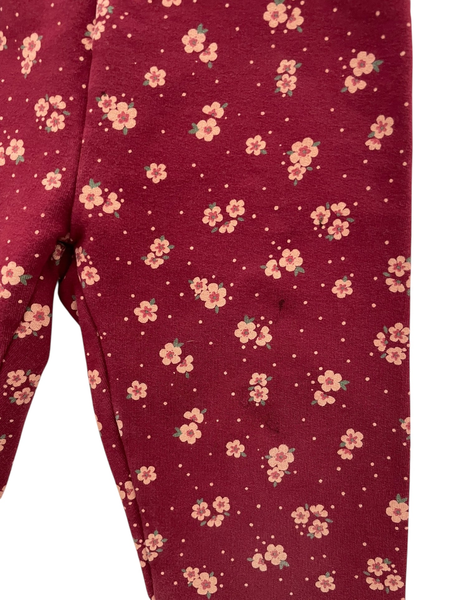 Legging épais bordeaux, fleuri, C&A