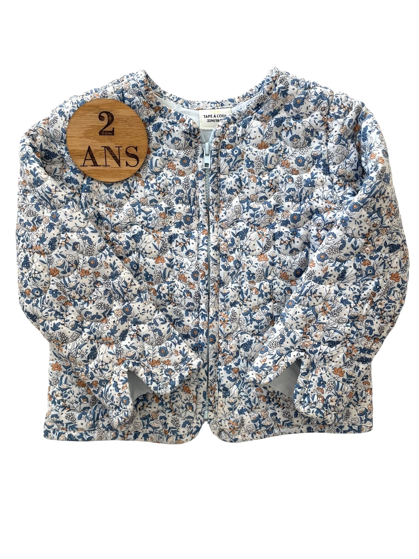Veste matelassée, bleue, fleurie, TAO
