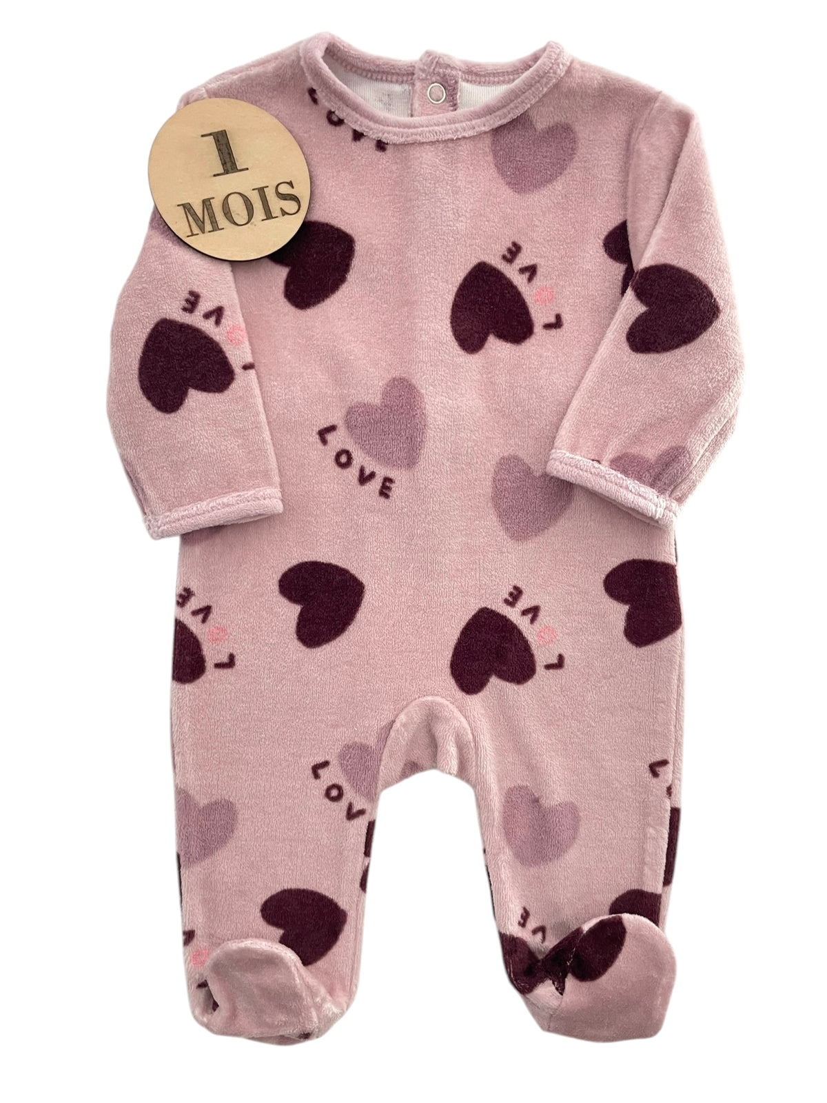 Pyjama velours rose cœurs, Kiabi