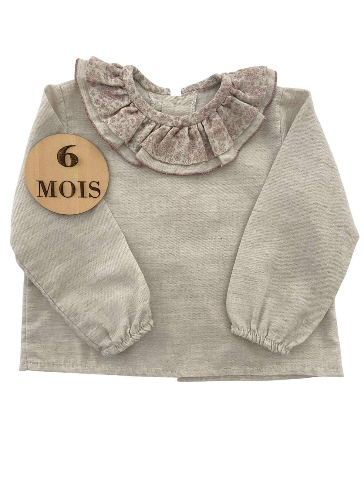 Blouse à col, gris/beige, Lola Palacios