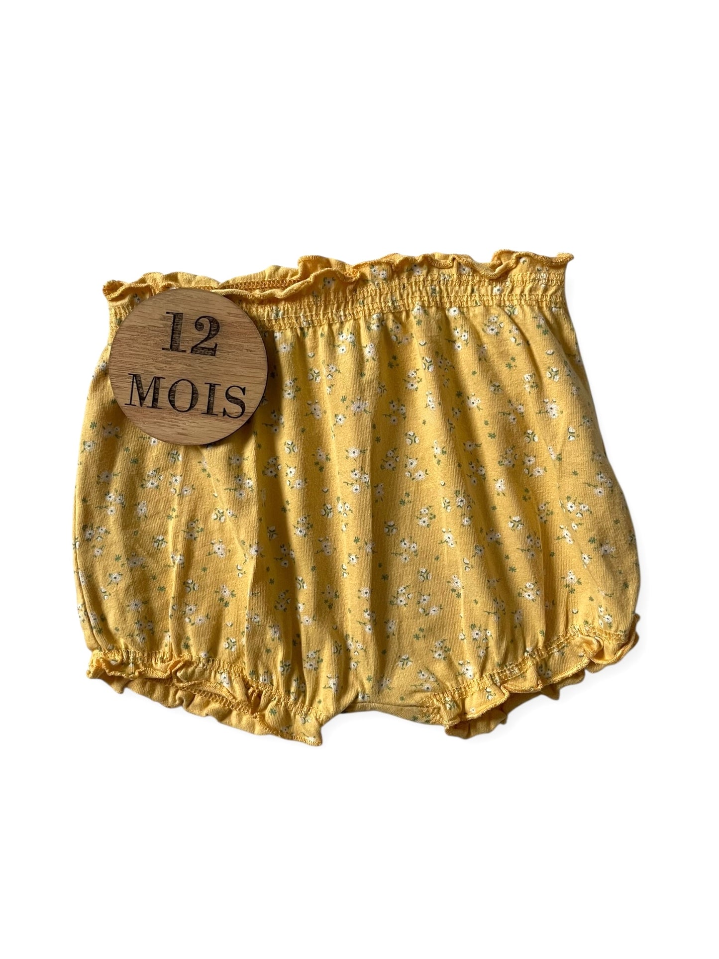 Short coton jaune fleuri, Kiabi