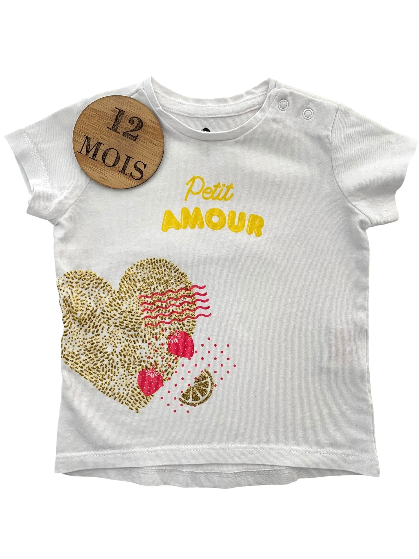 Tee-shirt blanc, cœurs, Grain de blé