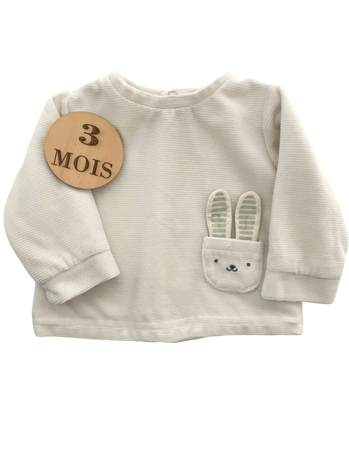 Pull velours, écru, doublé coton, lapin