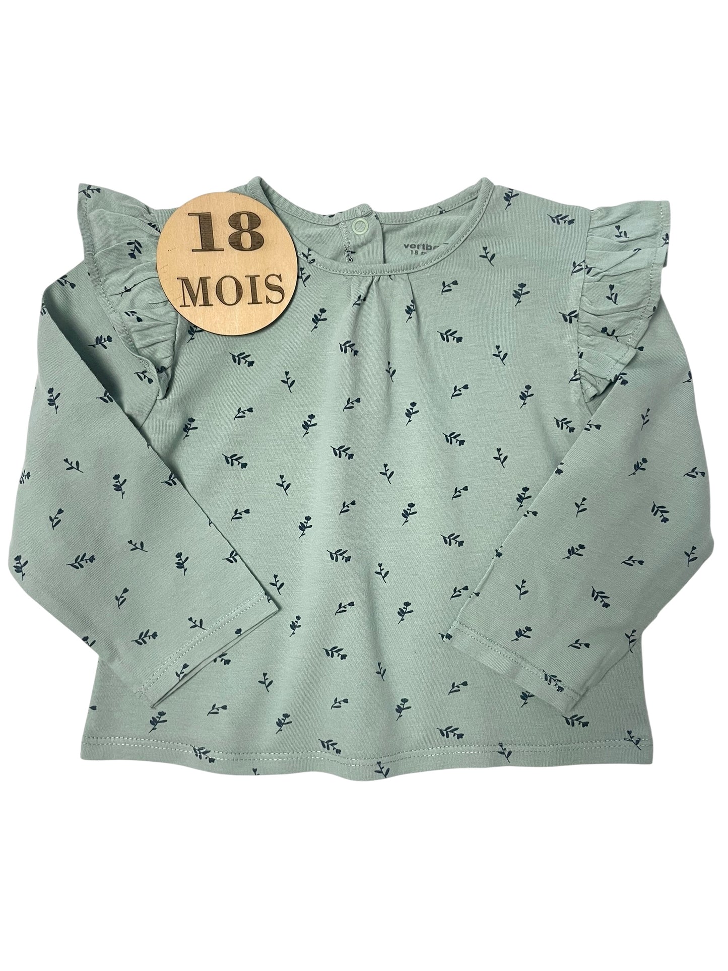 Blouse coton, verte fleurie, Vertbaudet
