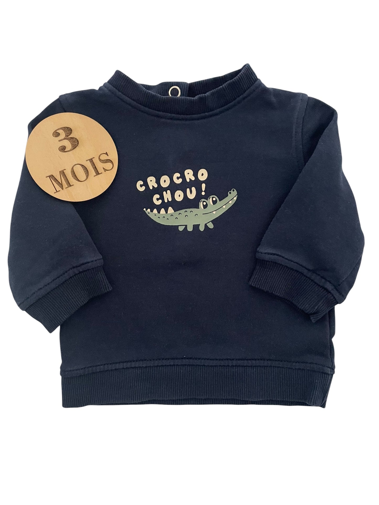 Sweat bleu-marine, croco, Kiabi