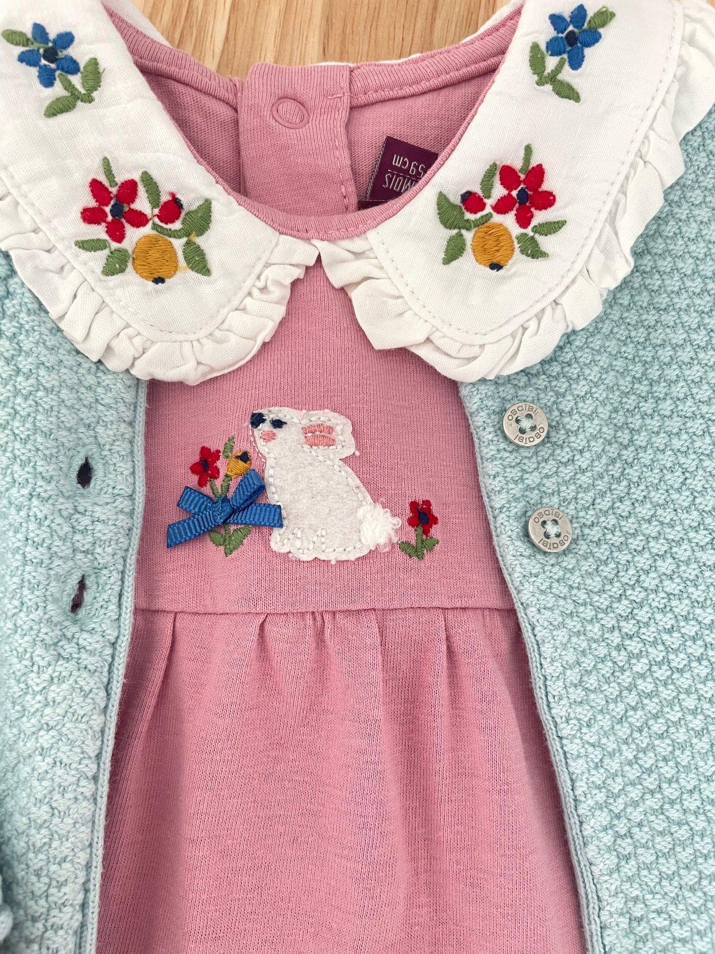 Ensemble 3 pièces, rose-bleu-fleuri