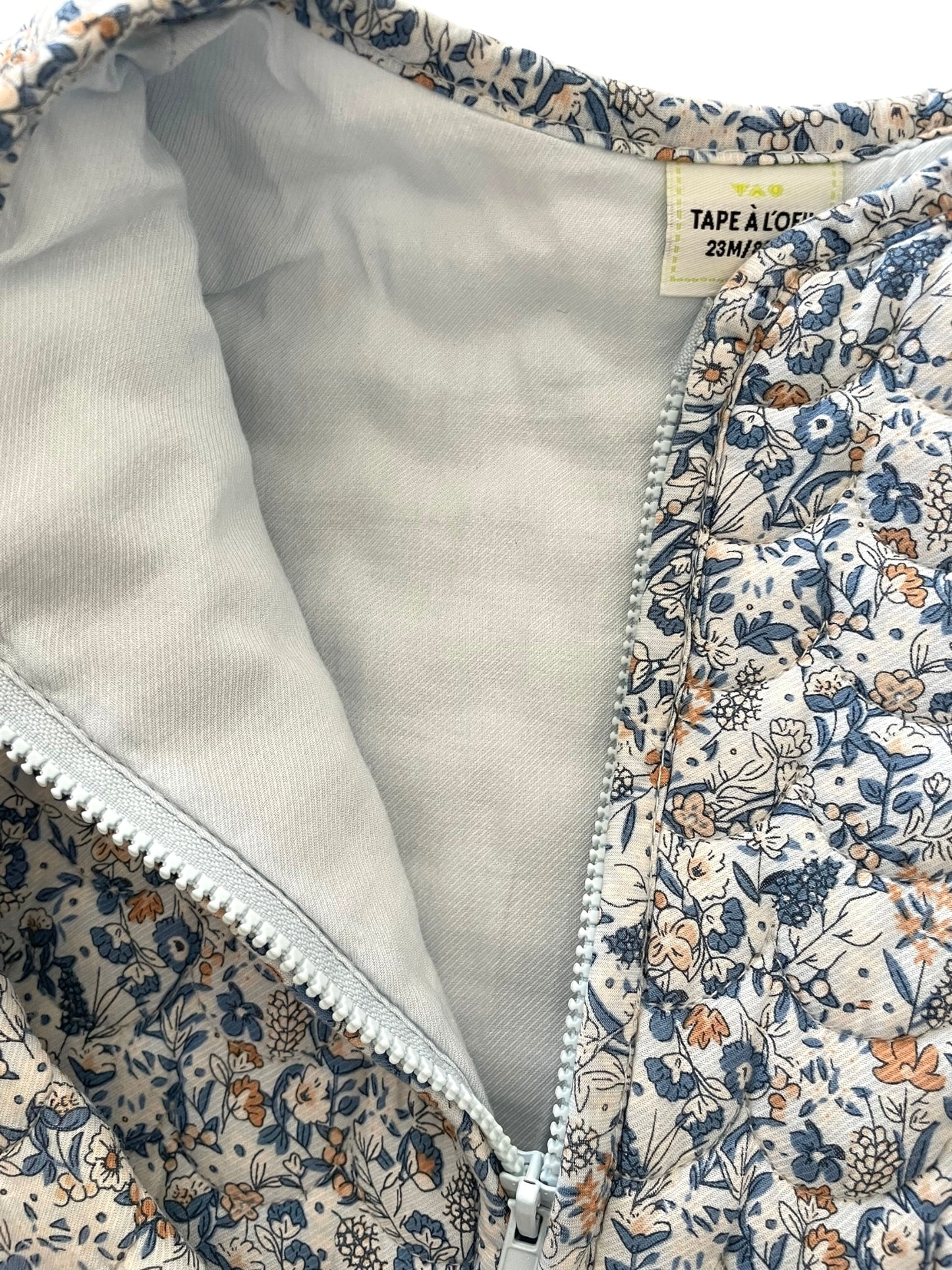 Veste matelassée, bleue, fleurie, TAO
