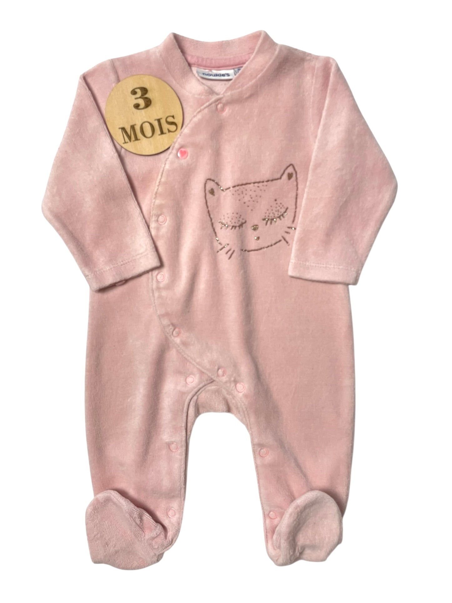 Pyjama velours rose, chat, Noukie’s