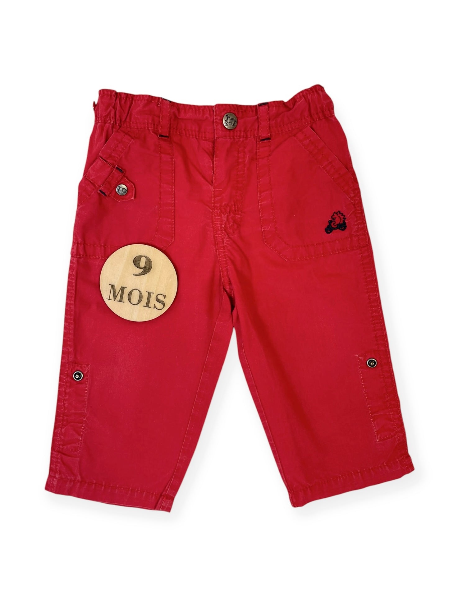 Pantalon en toile rouge, retroussable, Sergent Major