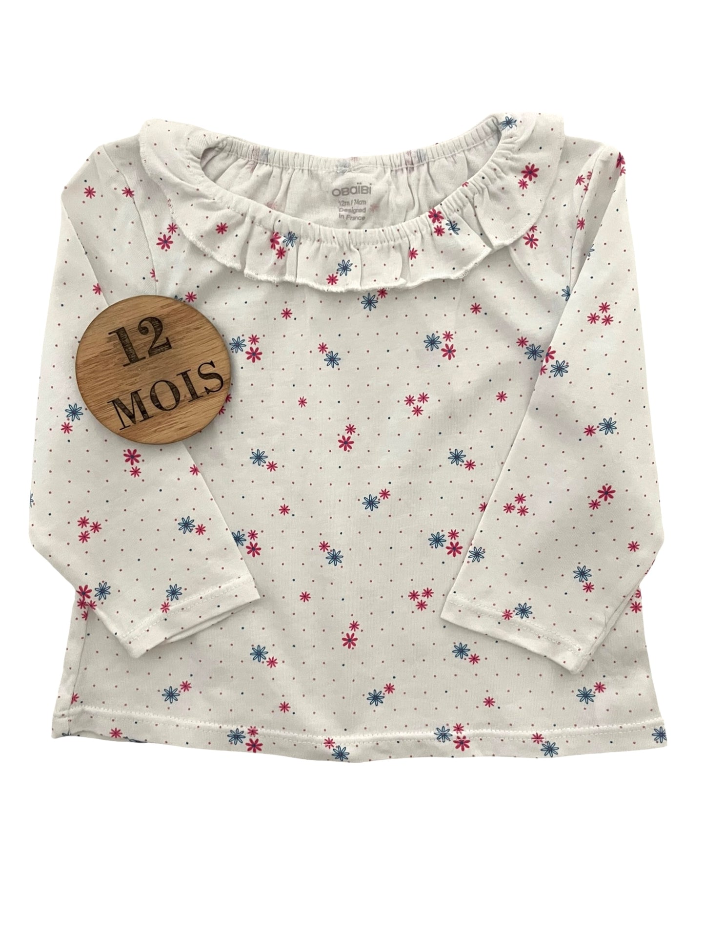 Tee-shirt à col, fleuri, Obaïbi