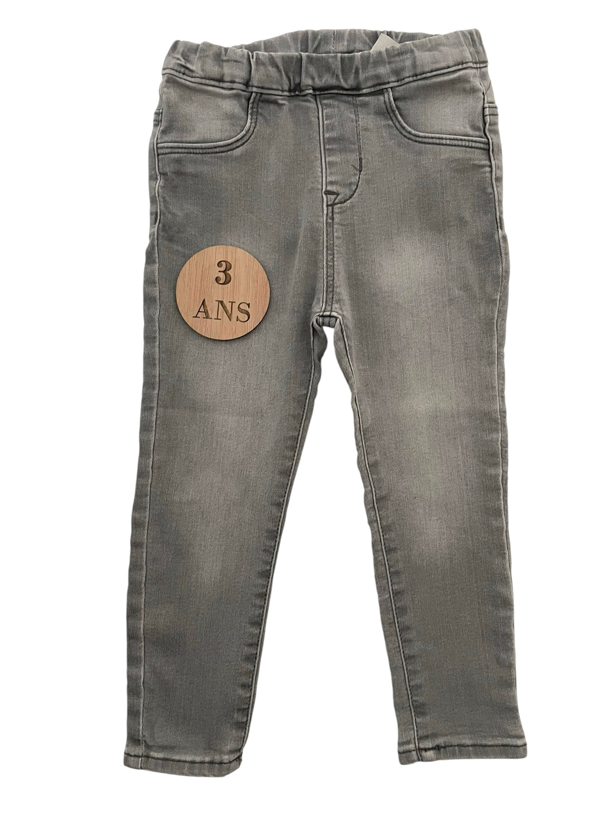 Jean gris, taille élastique, H&M