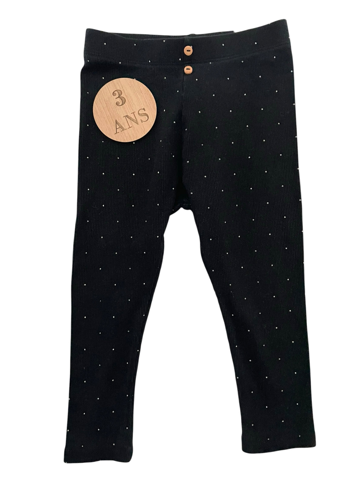 Legging côtelé noir à pois, Kiabi