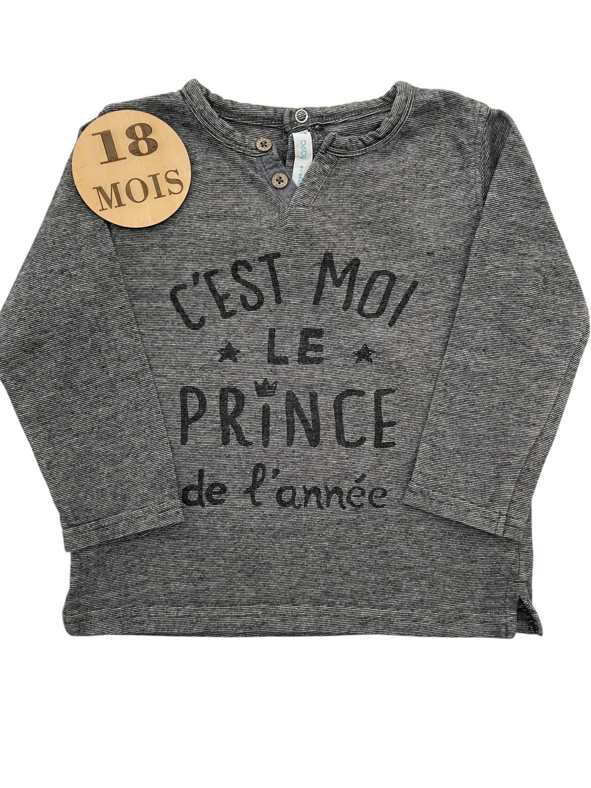 Tee-shirt rayé gris, Gémo