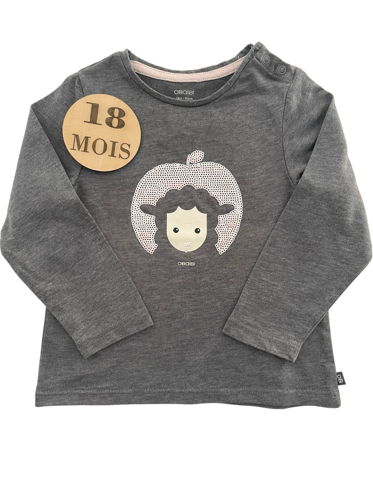 Tee-shirt, gris, mouton, Obaïbi