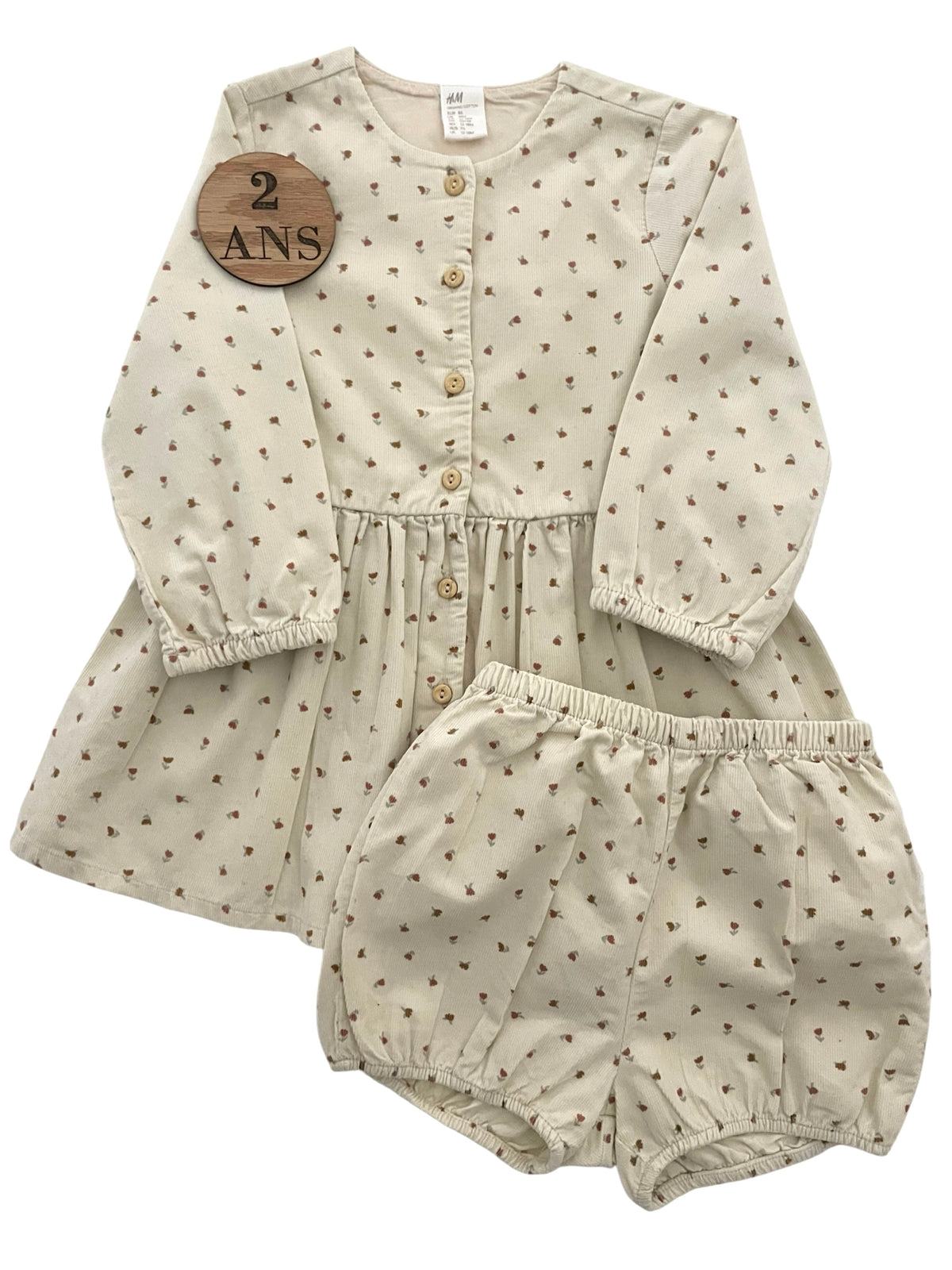 Robe + short, velours côtelé, crème, H&M