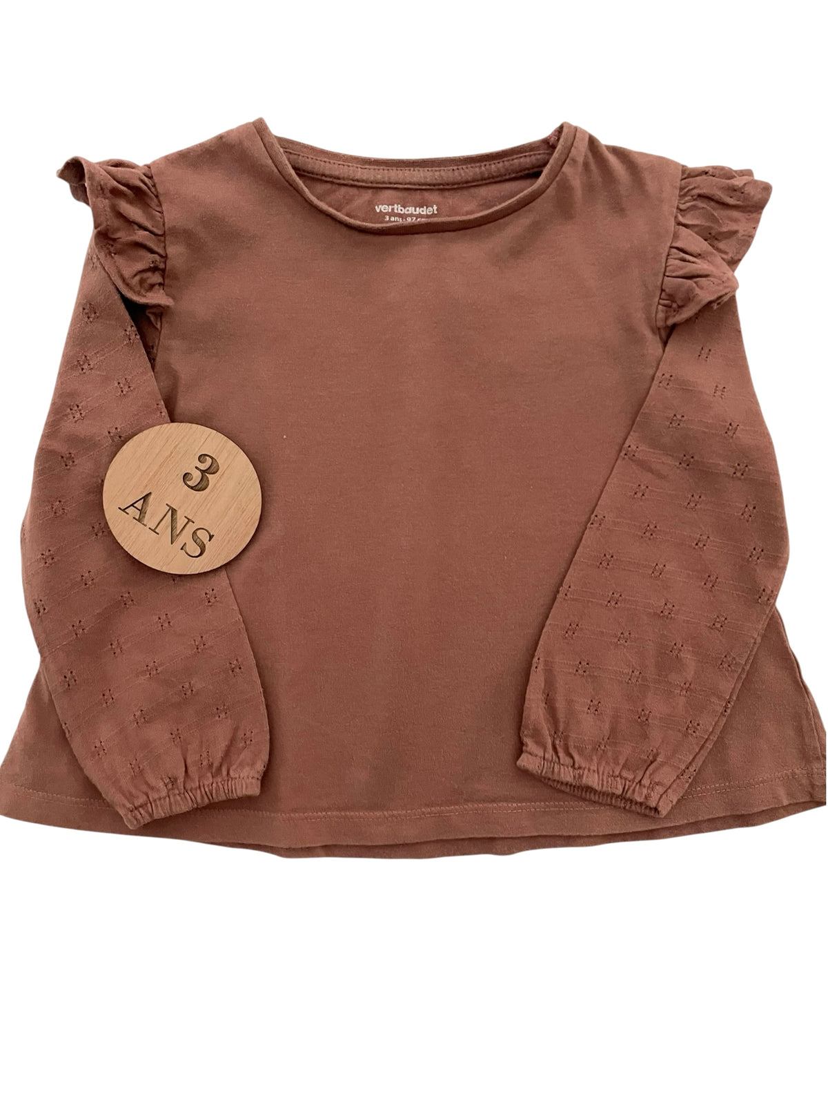Tee-shirt a volants, marron, Vertbaudet