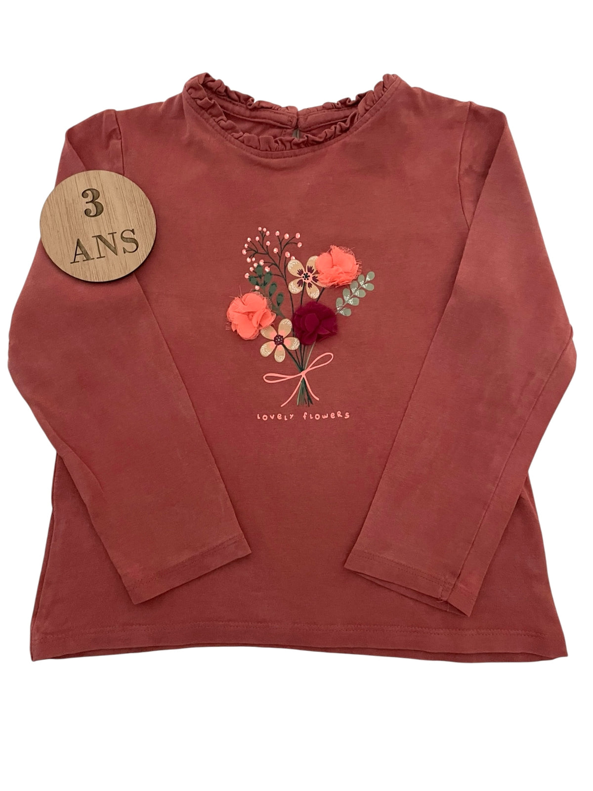 Tee-shirt rouille, fleuri, Vertbaudet