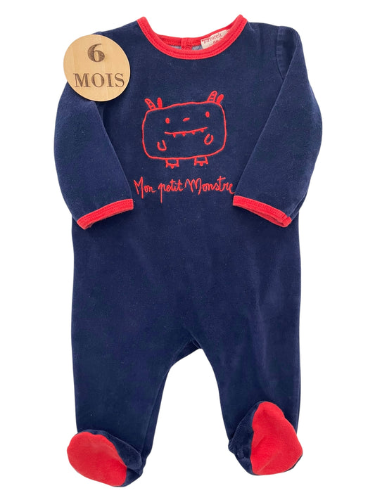 Pyjama velours bleu-marine, DPAM