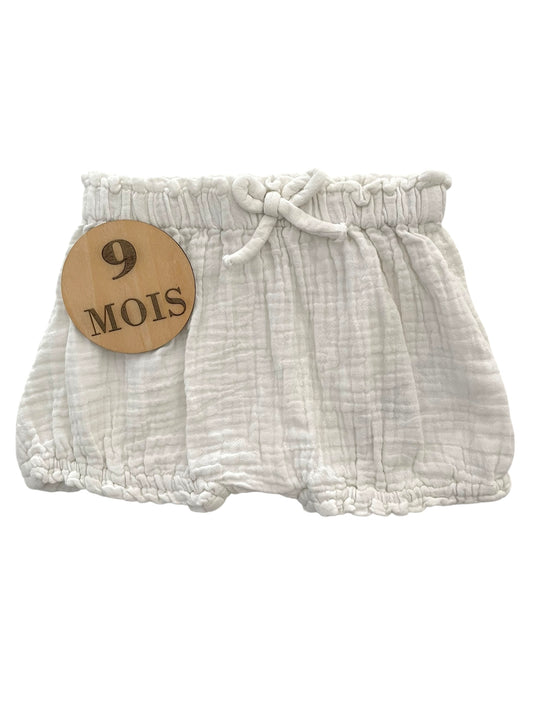 Short gaze de coton blanc, Vertbaudet