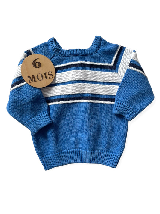 Pull en mailles, bleu, Mes petits cailloux