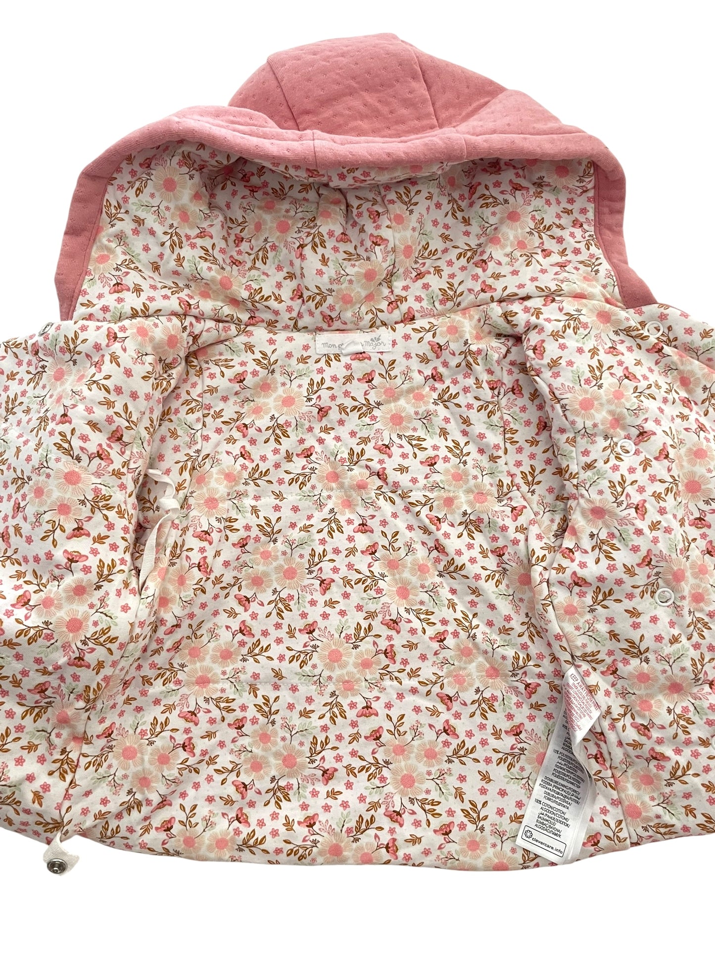 Manteau molleton, rose/ fleuri, cache-coeur, Sergent Major