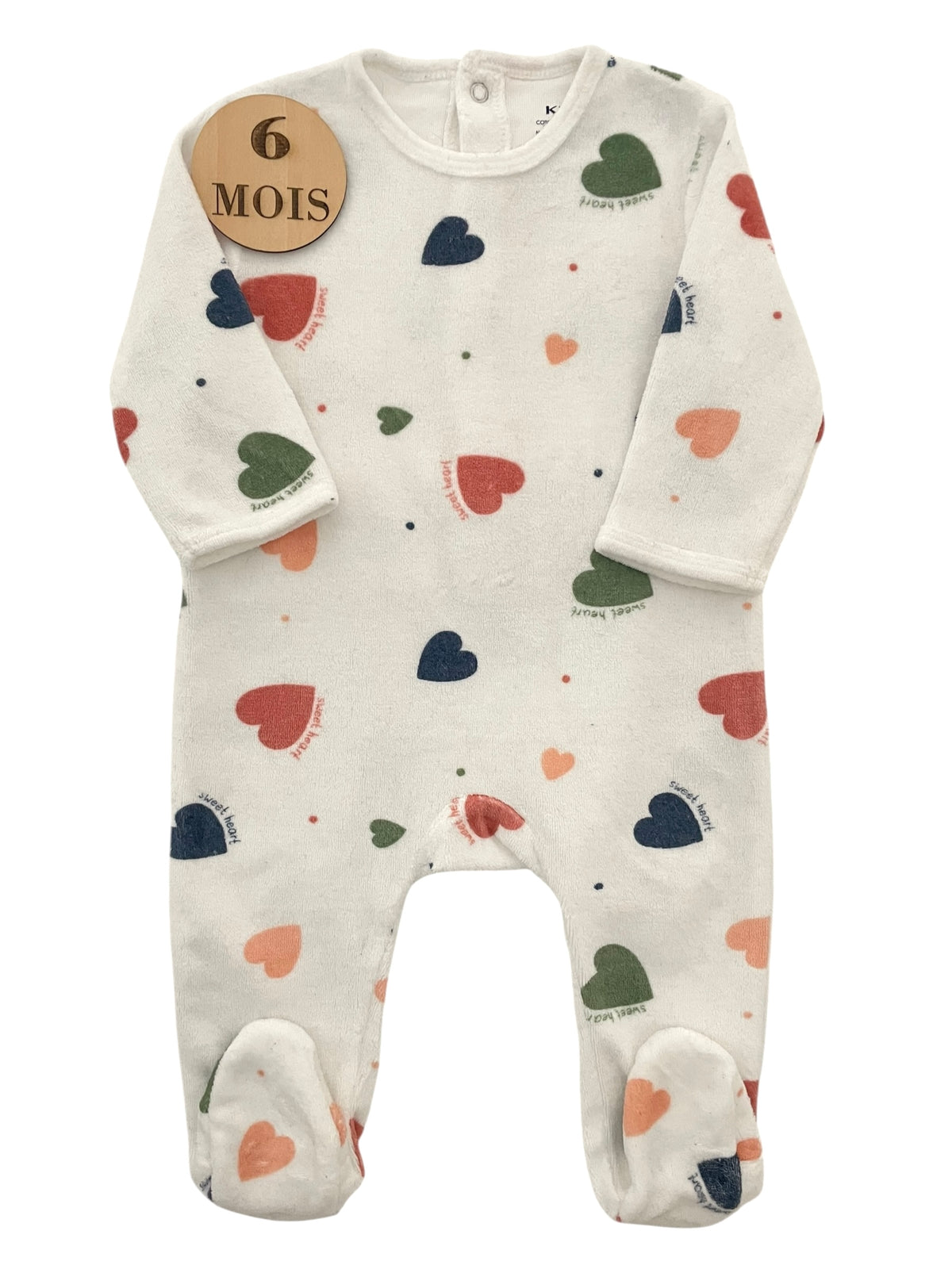 Pyjama velours, cœurs multicolore, Kiabi