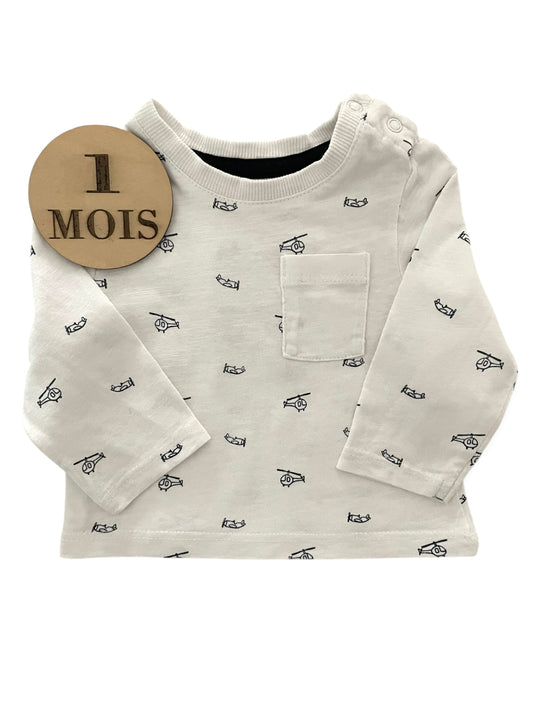 Tee-shirt, blanc, avions, Kiabi