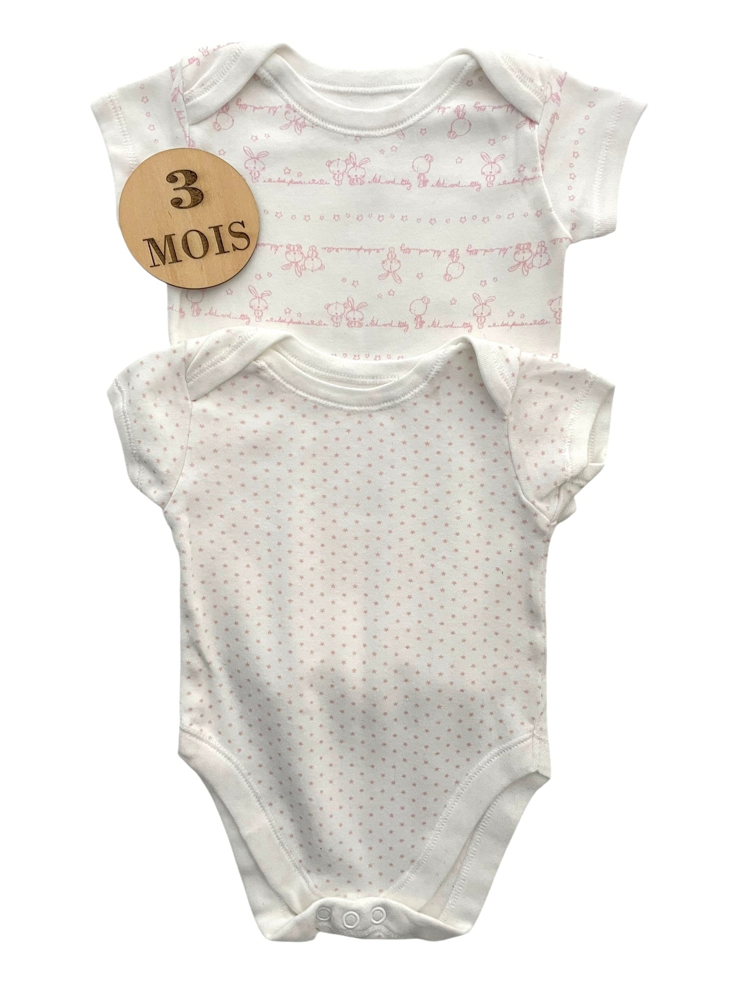 Lot 2 bodies blancs et roses