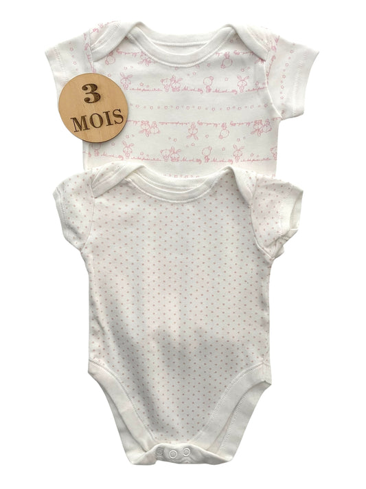 Lot 2 bodies blancs et roses