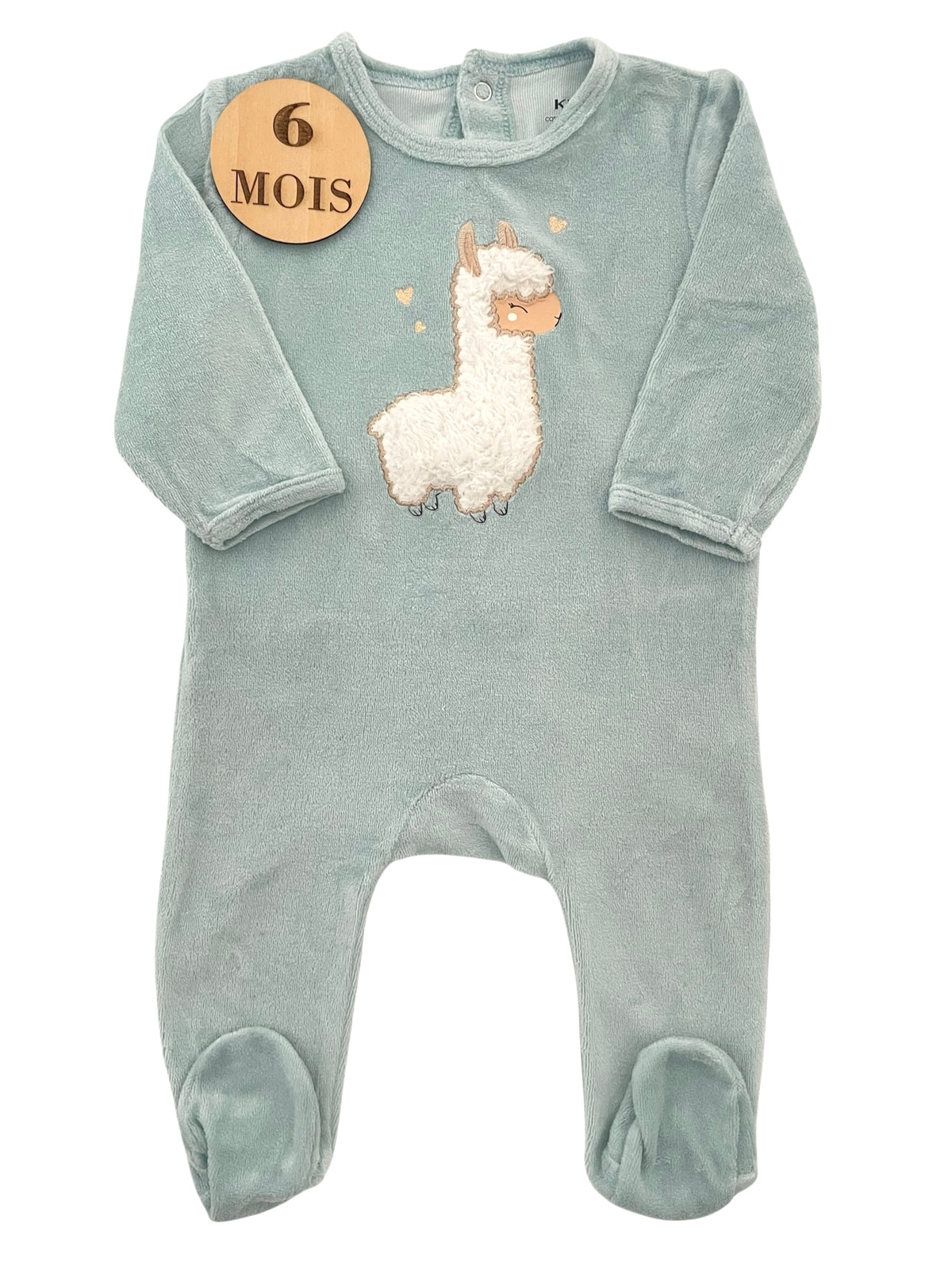 Pyjama velours bleu clair, lama, Kiabi