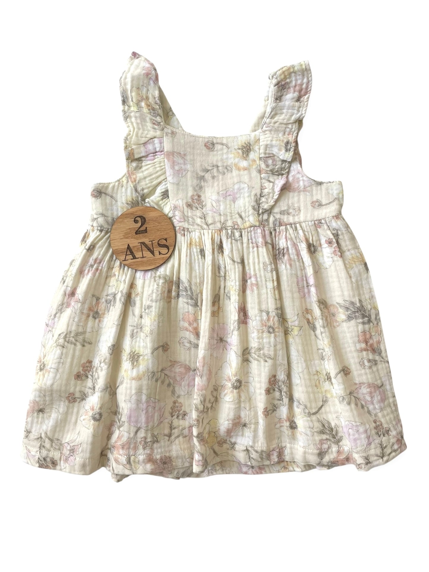 Robe gaze de coton, doublée, fleurie, Vertbaudet